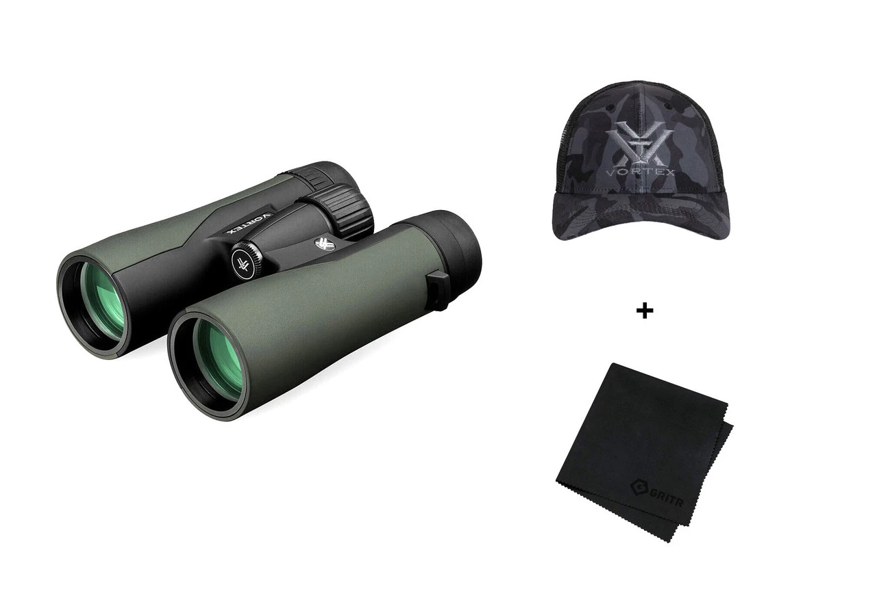 VORTEX Crossfire HD 8x42 Binocular With Logo Black Camo Hat And Microfiber Cleaning Cloth 3 VORTEX Crossfire HD 8x42 Binocular With Logo Black Camo Hat And Microfiber Cleaning Cloth