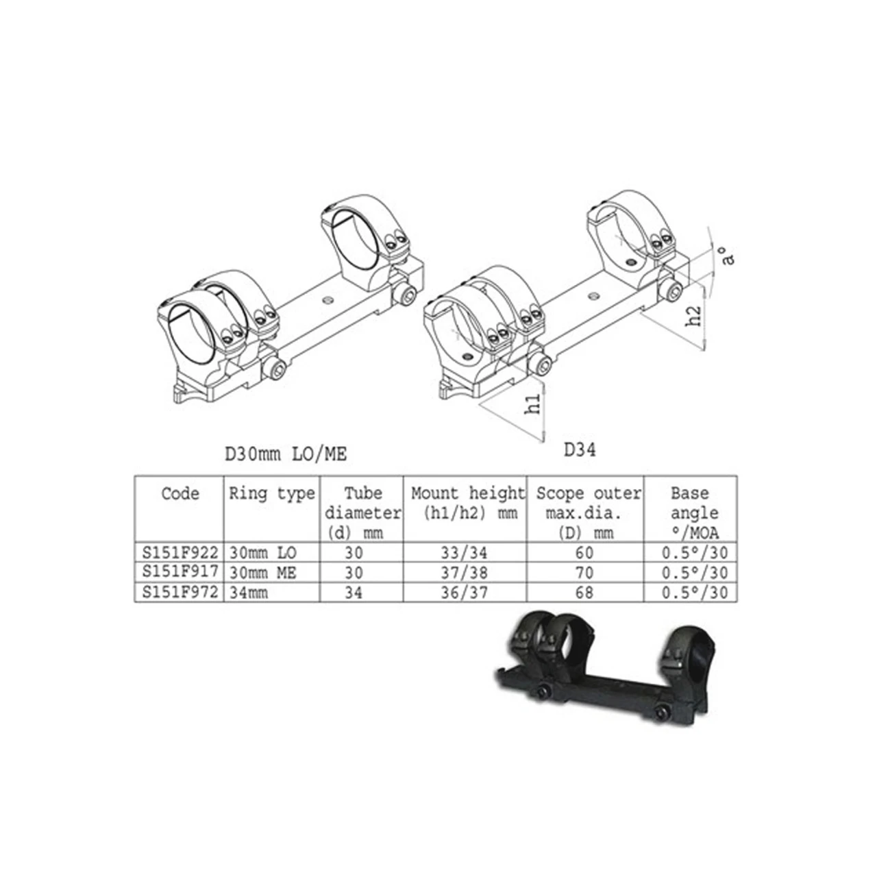 BERETTA Sako TRG 3 Ring 34mm Medium Height Scope Mount (S151F972) 5 BERETTA Sako TRG 3 Ring 34mm Medium Height Scope Mount (S151F972) - Image 3