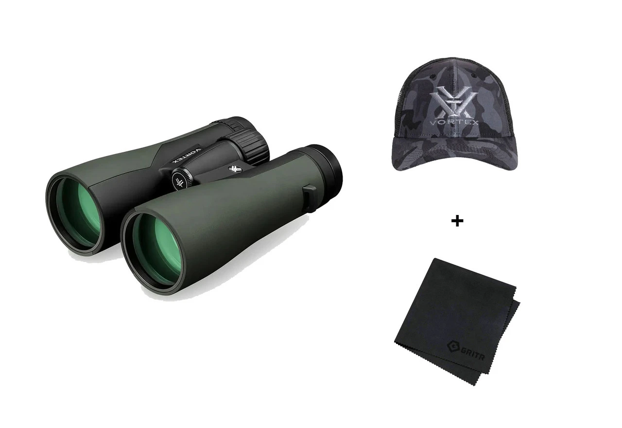VORTEX Crossfire HD 10x50 Binocular With Logo Black Camo Hat And Microfiber Cleaning Cloth 3 VORTEX Crossfire HD 10x50 Binocular With Logo Black Camo Hat And Microfiber Cleaning Cloth