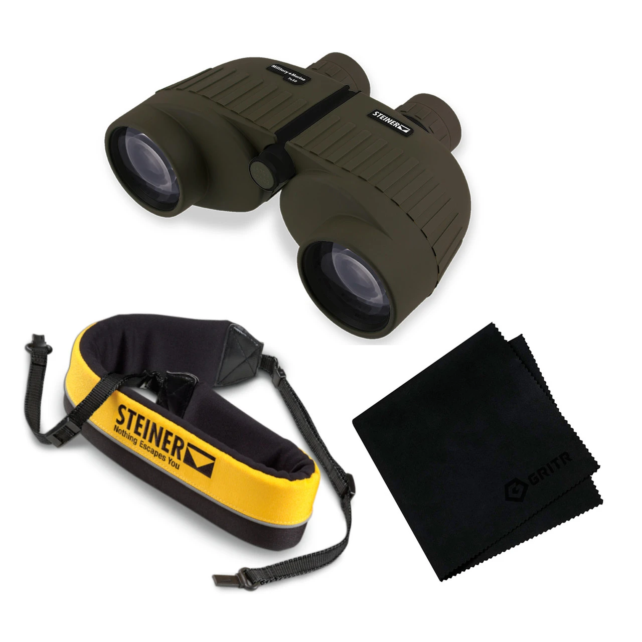 STEINER Military-Marine 7x50 With Yellow Float Strap And Cleaning Cloth Green Binocular (2038+768+MF) 4 STEINER Military-Marine 7x50 With Yellow Float Strap And Cleaning Cloth Green Binocular (2038+768+MF) - Image 2